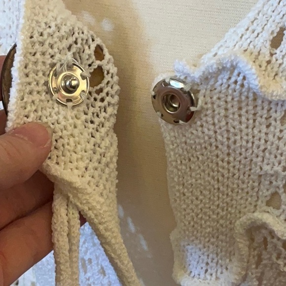 0095 Lisa International White Crochet Cardigan; NWT Size S - Picture 5 of 9